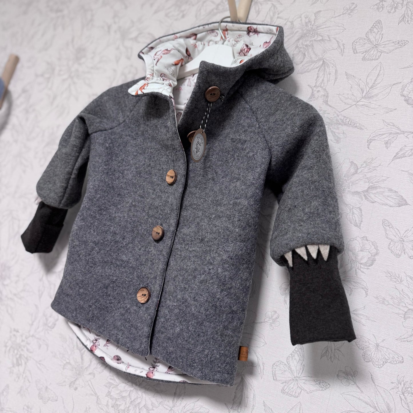 Wolf Wollwalkjacke mit Waldtieren