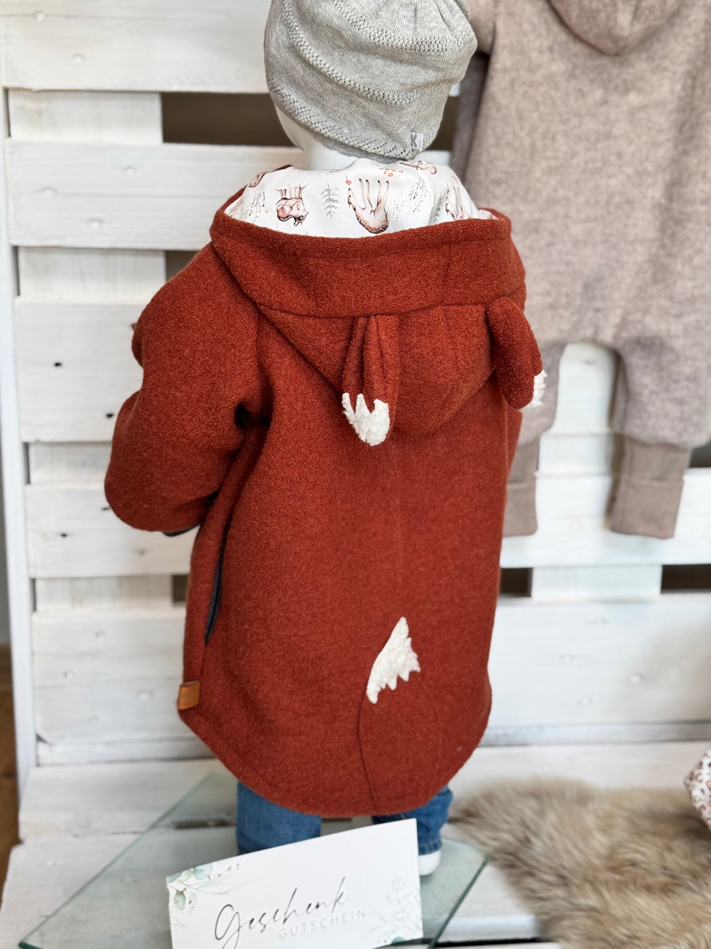 Fuchs Wollwalkjacke mit Waldtieren Fuchsjacke