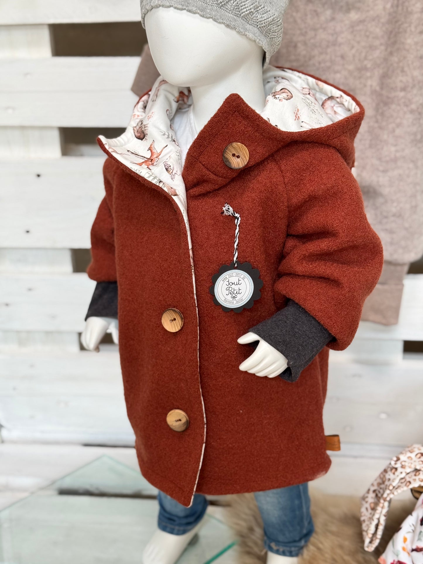 Fuchs Wollwalkjacke mit Waldtieren Fuchsjacke