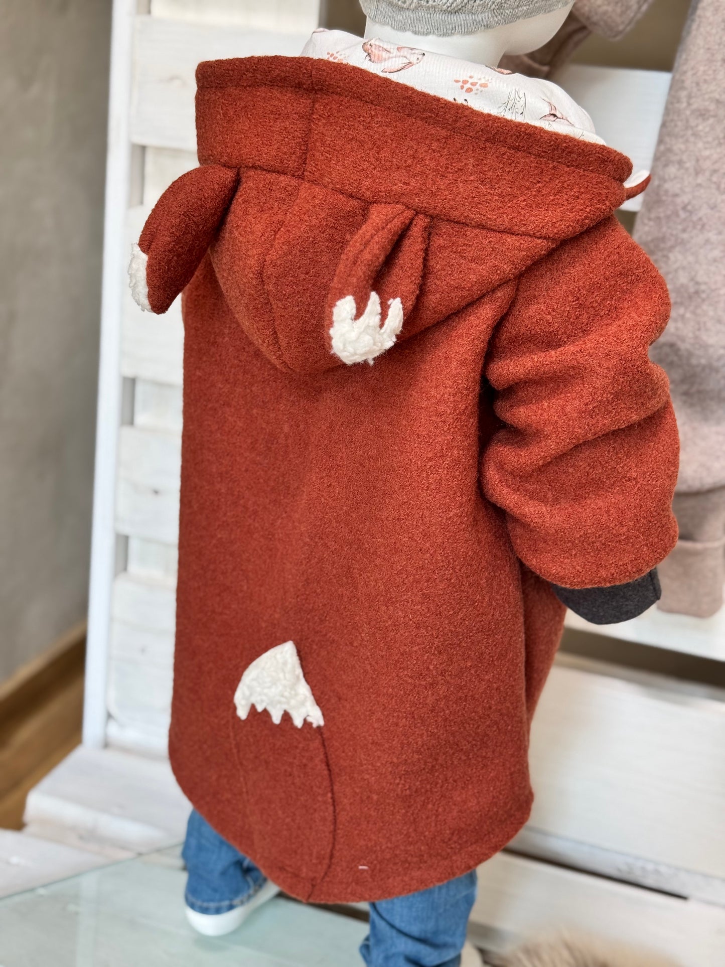 Fuchs Wollwalkjacke mit Waldtieren Fuchsjacke